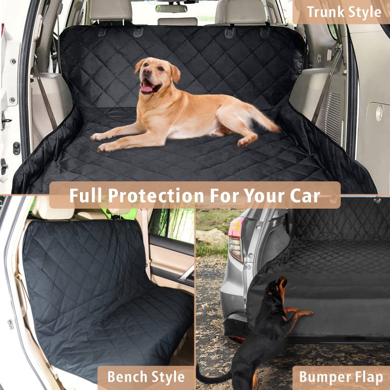 F-color SUV Cargo Liner for Dogs - Waterproof Pet Cargo Liner, Comfort Dog Cargo Cover with Bumper Flap Protector, Scrachproof Non-Slip Universal Fit SUVs Sedans Trunks Vans, Black - Image 3